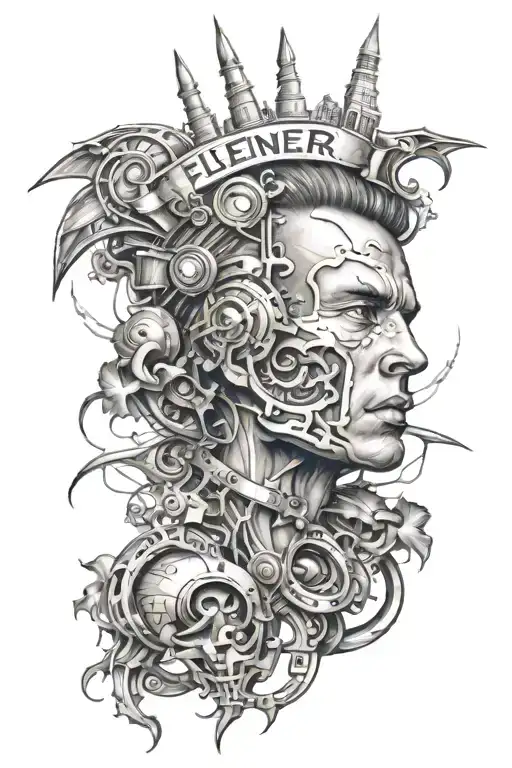 Last name Fleener electronic tattoo design idea