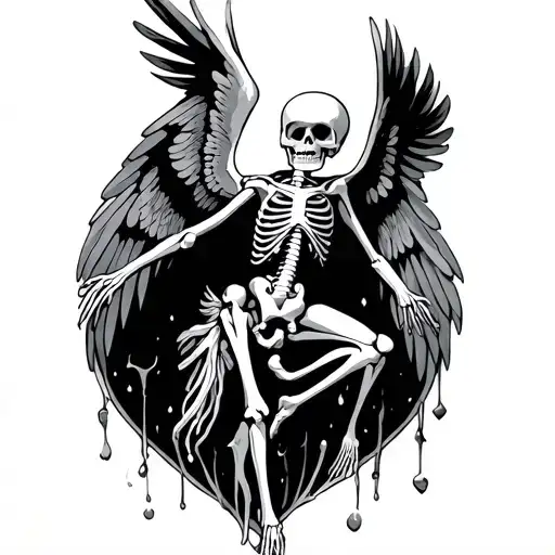 Icarus Falling skeleton tattoo design idea