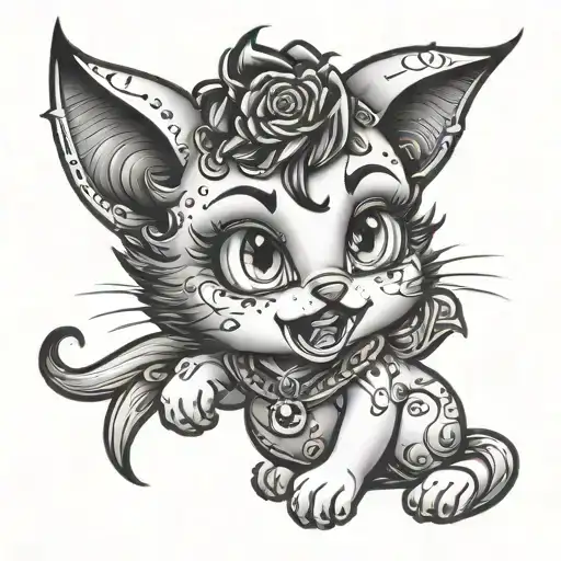 Betty boop ghost cat tattoo design idea