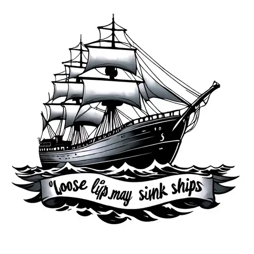 "Loose lips may sink ships" Ship tattoo design idea