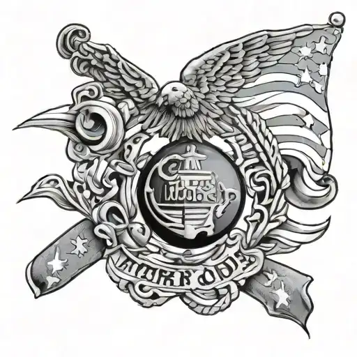 marine Corps US flag tattoo design idea