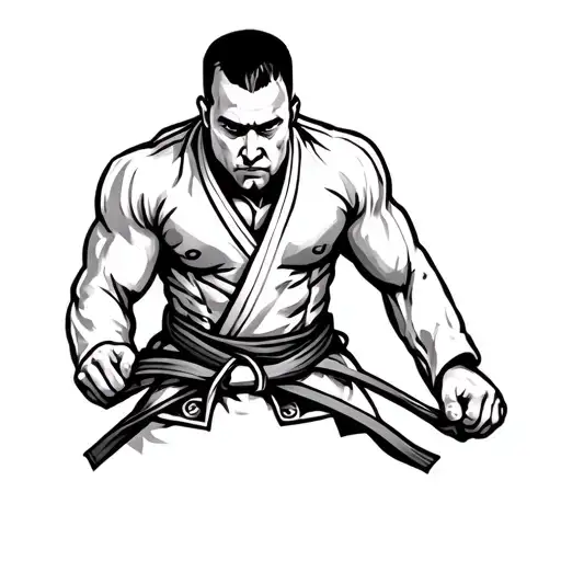 BJJ belt tied tattoo design idea