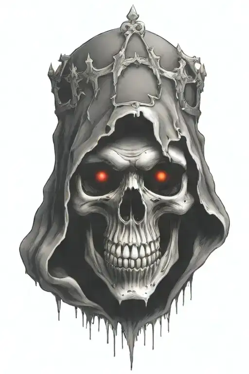 skull with upside-down cross crown tattoo design idea