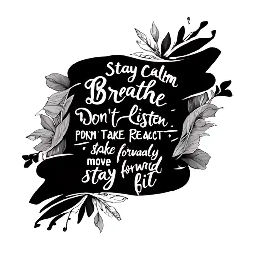 Stay calm, breathe, listen , don’t react - respond, take pause, speak calmly, move forward, stay kind , stay fit tattoo design idea