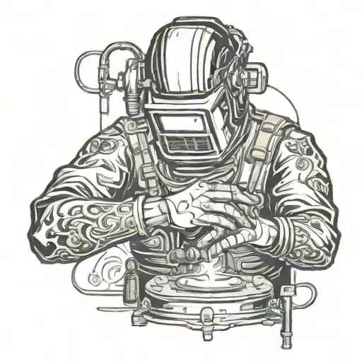 welder working tattoo design idea