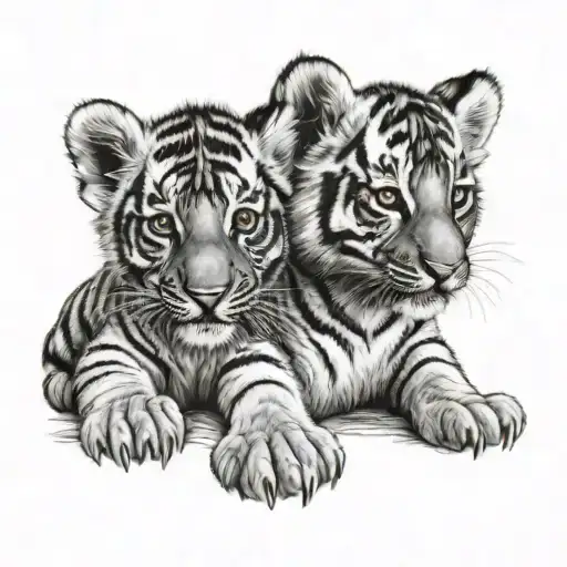 2 Tiger Cubs tattoo design idea