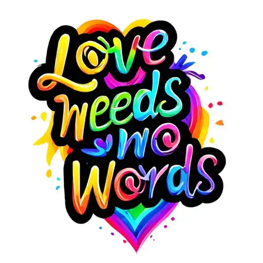 "Love needs no words " "Love needs no words " autism heart rainbow colors tattoo design idea