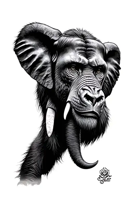 gorilla, elephant, leopard, lion, gorilla face tattoo design idea