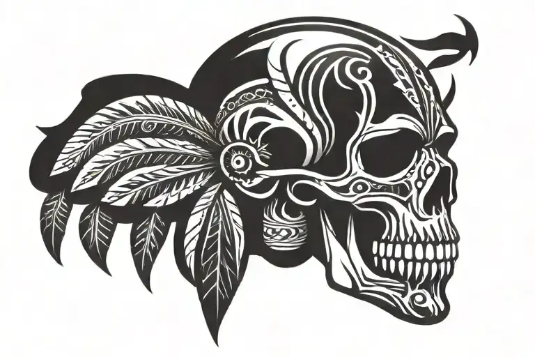 native american skull tattoo design idea