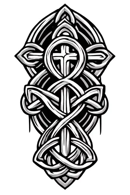 Celtic Trinity Knot with cross tattoo design idea