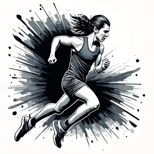 runner running minimal tattoo design idea