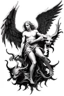 Angel fighting demons tattoo design idea