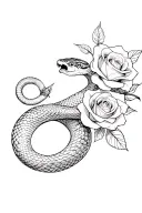 snake and roses tattoo design idea