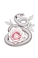snake and roses tattoo design idea