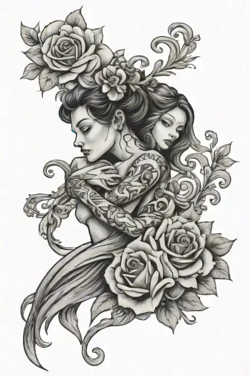 love wife daughter, protection. commitment, soul mate tattoo design idea
