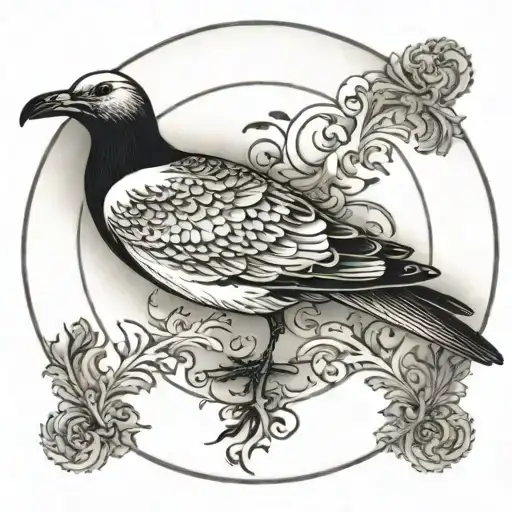 a plate with a seagull tattoo design idea