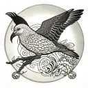 a plate with a seagull tattoo design idea