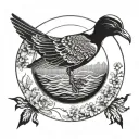 a plate with a seagull tattoo design idea