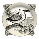 a plate with a seagull tattoo design idea