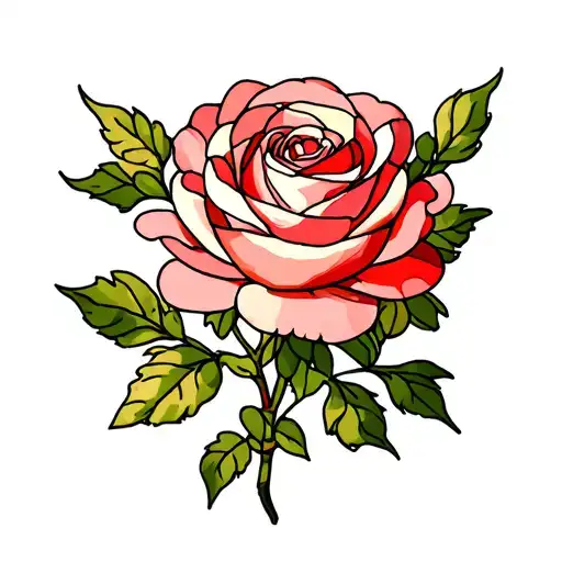 stained glass Tudor rose blooming tattoo design idea