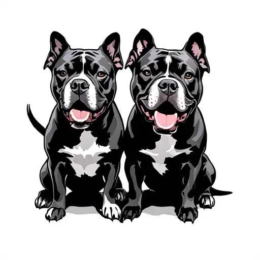 laugh now cry later pitbull dogs sitting tattoo design idea