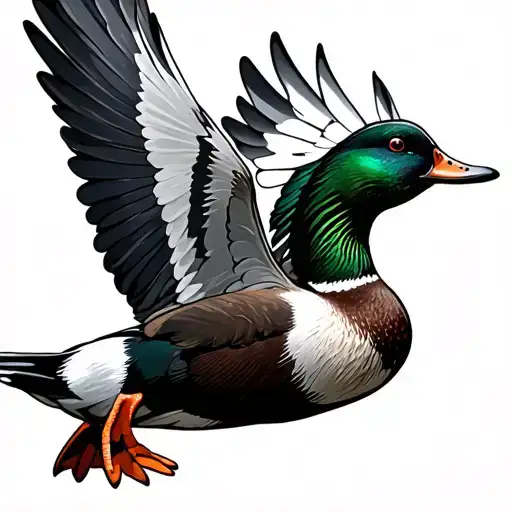 duck flying tattoo design idea