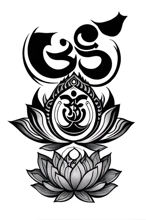 Om, trishul, lotus, sri yantra tattoo design idea