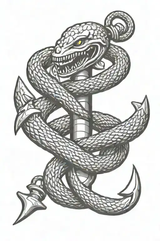 Anchor with the gadsden flag snake wrapped around it  tattoo design idea