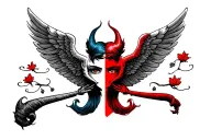 half angel half devil tattoo design idea