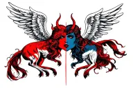 half angel half devil tattoo design idea