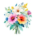 August, July. September birth flower bouquet tattoo design idea