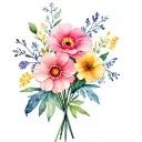 August, July. September birth flower bouquet tattoo design idea