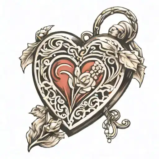 heart shaped locket tattoo design idea