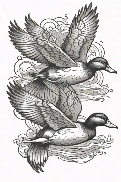 ducks flying tattoo design idea