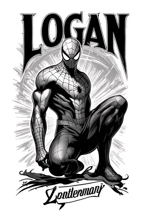 "Logan" spiderman, with a name tattoo tattoo design idea