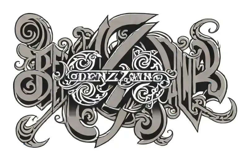 Ben Z Band letters tattoo design idea