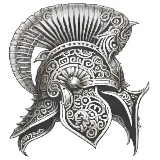 gladiator helmet adorned with intricate patterns tattoo design idea