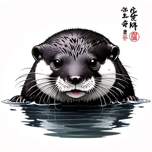 Japanese Otter tattoo design idea