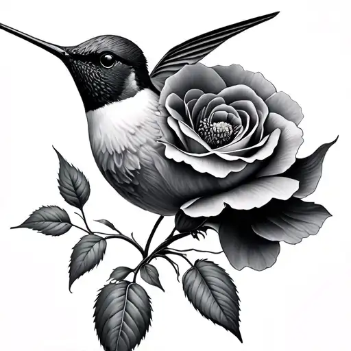 poppy rose hummingbird tattoo design idea