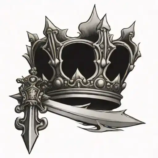 crown and sword tattoo design idea
