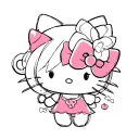 hello kitty and kuromi as a cherry  tattoo design idea