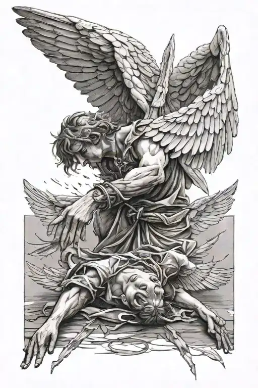 " the fallen angel " and adam hands also icarus falling tattoo design idea