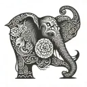 Elephant head the trunk forming the letter j b tattoo design idea