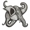 Elephant head the trunk forming the letter j b tattoo design idea