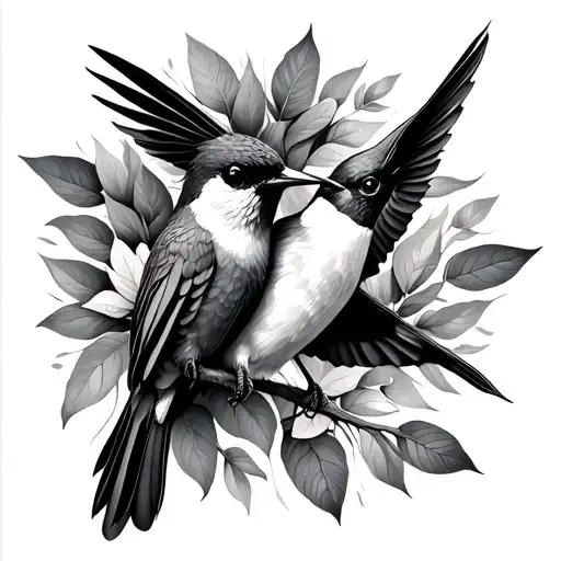 hummingbird and cardinal tattoo design idea
