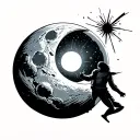 man on the moon with a light of hope from earth globe tattoo design idea