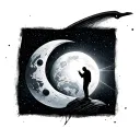 man on the moon with a light of hope from earth globe tattoo design idea