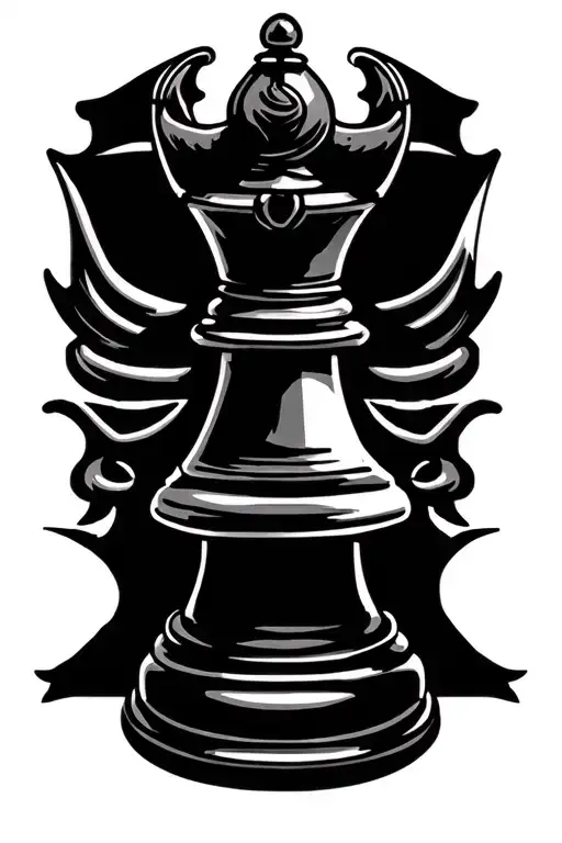 king chess piece with filler light shining tattoo design idea
