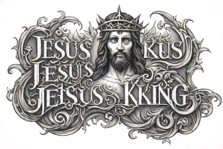 Jesus is king just the word tattoo design idea