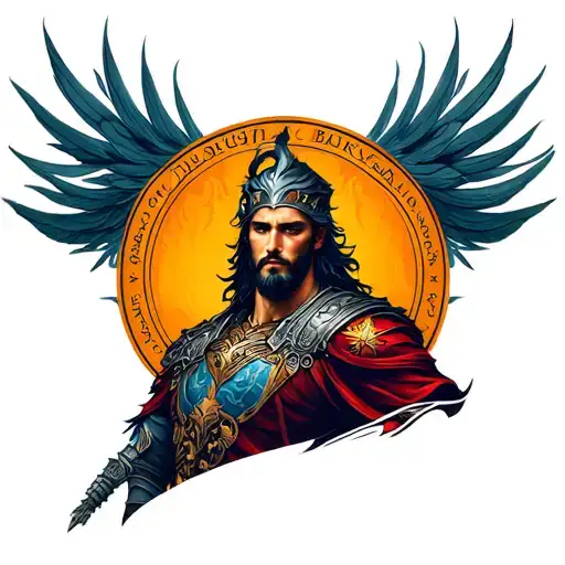 Virgo sign male warrior tattoo design idea